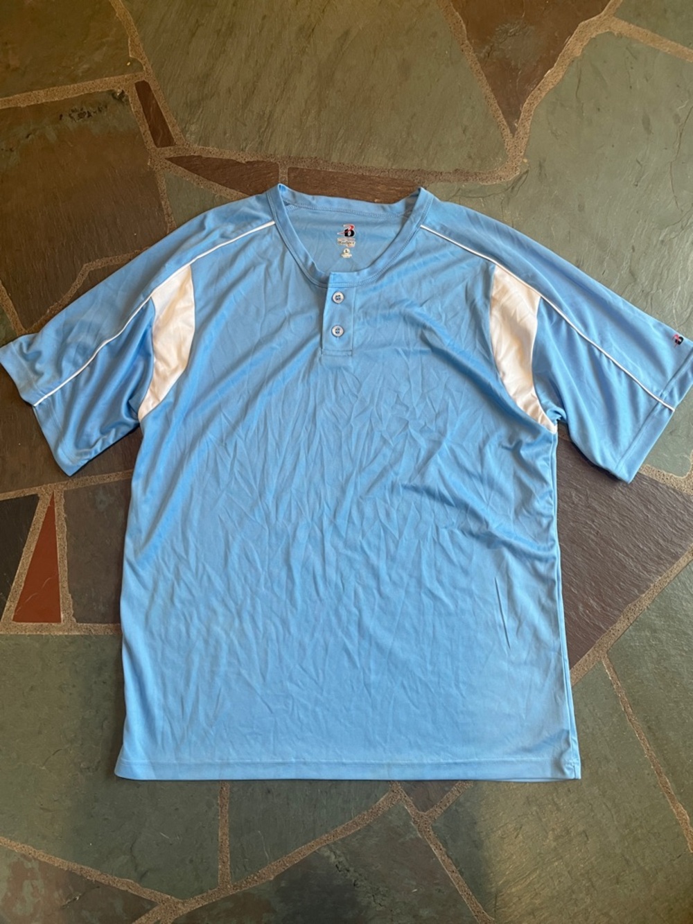Light Blue Short-Sleeve with White Shoulder Panels